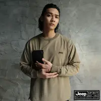 在飛比找Yahoo奇摩購物中心優惠-JEEP 男裝 防潑水機能口袋長袖大學T-卡其色