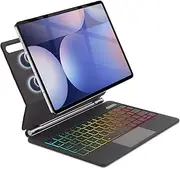 Touchpad Magic Keyboard Case for Samsung Galaxy Tab S10+ Plus/S9+ Plus/S9 FE+ Plus/S8+ Plus/S7+ Plus/S7 FE 12.4 Inch,Rainbow Backlit Magic Floating Cantilever Stand Magnetic Keyboard Cover