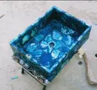 18" x 15" Blue Agate Stones Wash Basin / Bathroom Sinks Handmade