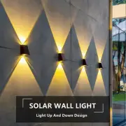 LED Solar Wall Light Outdoor Waterproof Up Down Garden Courtyard Porch Lamp