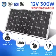 300W Solar Panel 12V Mono Fixed Home Caravan Camping Power Charging Battery RV