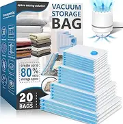 [DoubleCare] 20 Packs Vacuum Storage Bags with Electric Bag Pump, Space Saver Bags, Vacuum Bag(3 Jumbo, 5 Large, 6 Medium, 6 Small), Vacuum Sealer Bags for Compressing Clothes, Pillows, Quilts, Travel Essentials