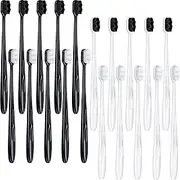 Patelai 20 Pieces Extra Soft Toothbrush Micro Nano 20,000 Bamboo Charcoal Bristles Toothbrush Soft Bristle for Fragile Teeth Oral Gum Recession, Black and White
