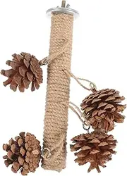 HOMOBABE Pine Cone Parrot Chewing Perch Stand Durable Natural Wood Bird Perch for Parakeets Cockatiels and Birds for Chewing and Play