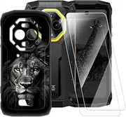 Printed TPU Case + 2-Pack Tempered Glass Screen Protector Compatible with Ulefone Armor Mini 20 Pro, Artistic Slim Shockproof Cover, Anti-Scratch, Full Protection