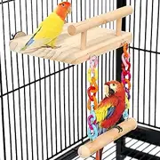 XICEN Bird Perches Cage Toys Parrot Wooden Platform Play Gyms Exercise Stands with Acrylic Wood Swing Ferris Wheel Chewing for Animals Green Cheeks, Baby Lovebird, Chinchilla, Hamster Budgie