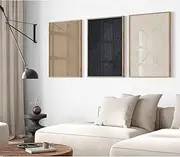 Modern Abstract Pictures Wall Art Boho Neutral Canvas Wall Art Minimalist Line Wall Decor Black Brown Artwork Abstract Modern Painting Prints for Living Room Bedroom 16x24 Inch Unframed Set of 3