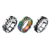 Spinner Rings Mens Womens Fidget Rotating Ring Silver Stainless Steel Size 12