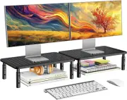 Height Adjustable Dual Monitor Stand, Black, 2-Pack