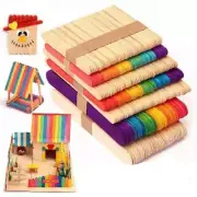 50 Pack Popsicle Sticks Wood or Colourful for Crafts - Wooden Flat Sticks