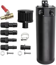 2 Port Oil Catch Breather Can Baffled Aluminum Reservoir Tank Filter Universal