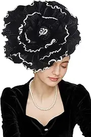 [Gionforsy] Large Flower Fascinators Hat Tea Party Hats for Women Flower Cocktail Headband for Wedding