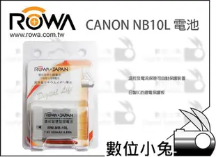 數位小兔【ROWA Canon NB-10L 電池】G1X G3X G15 G16 相容原廠 相機 充電器 1年保固