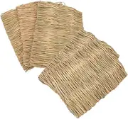 VILLFUL 5pcs Natural Grass Woven Pet Mat for Small Animals Breathable Cooling Mat for Rabbits Hamsters Guinea Pigs Comfortable Animal Bedding Safe and Odorless for Indoor and Outdoor Use