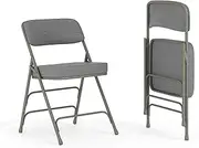 Flash Furniture 2 Pk. Hercules Series Premium Curved Triple Braced & Double Hinged Gray Fabric Metal Folding Chair