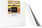 Artecho 8x8 Inch Canvas Panel Broads, White Blank 12 Value Pack