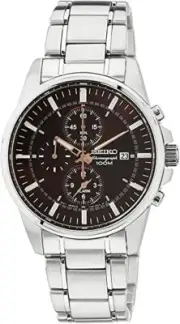 Seiko Chronograph Brown Dial Stainless Steel Men's Watch SNAF05