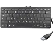 iKKEGOL Mini USB Slim Wired 78 Key Small Super Thin Compact Keyboard for Desktop Laptop PC Win 7 Mac (Black)