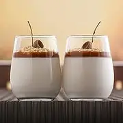LAV Gaia Stemless White Wine Glasses Set - 360ml - Pack of 6 Modern Glass Goblets Tumblers