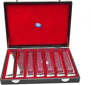 Swan Harmonica 24 Hole Polyphonic Harmonica C Key A/B/D/E/F/G 7 Keys Set Professional Tremolo Harmonica Beginners, Children, and Adults Playing Harmonica