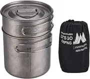 Hiking Backpacking Pot - Stainless Steel Camping Cookware | Cooking Equipment for Camping | Pot Set | Two Portable Foldable Pots with Handle for Bush Craft Travel Emergencies Picnic