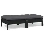 2-Seater Garden Sofa with Cushions Black Solid Pinewood vidaXL