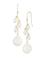 Bloomingdale's Fine Collection Cultured Freshwater & Baroque Pearl Drop Earrings in 14K Yellow Gold