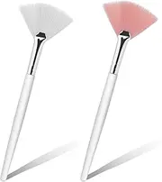 2 Pcs Fan Brushes for Facial,Slim Soft Facial Fan Brush,Makeup Mask Acid Applicator,Flat Head Mask Acid Applicator Esthetician Brush for Women Girls Mud Clay Mask Makeup Peel(Pink and White)
