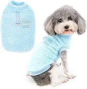 Zunea Fleece Dog Jumper Winter Warm Sweater Jacket Coat for Small Dogs Soft Fuzzy Puppy Clothes with D-Ring for Harness Leash Pullover Cold Weather Pet Girl Boy Apparel for Chihuahua Cats Blue S