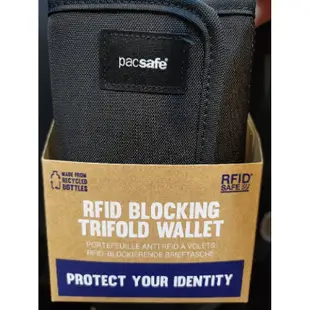 補貨到~活動免運~ 澳洲 Pacsafe RFIDsafe 晶片防側錄錢夾 V125 -黑色