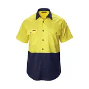 Hard Yakka Koolgear Hi Vis 2Tone Vented Short-Sleeved Yellow/Navy Yellow M