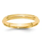 Solid 14K Yellow Gold 3mm Half Round with Edge Men's/Women's Wedding Band Ring Size 10