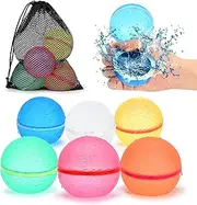 98K Reusable Water Balloons Self Sealing Easy Quick Fill, Splash Water Balls Summer Fun Outdoor Toys for Kids Ages 3+, Water Games for Boys Girls Outside Play, Backyard Swimming Pool Party (6 PCS)