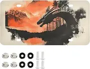 AIXIWAWA License Plate Dragon Sunset Print for Automobile Front Rear 12x6 in Standard Aluminum Alloy Metal Car Tags Decorative Plates