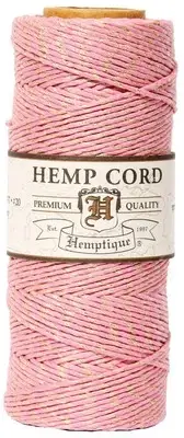 Hemptique Hemp Metallic Cord Spool 20lb 205'-Metallic Pink Gold HS20M-PNKG