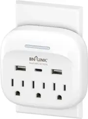 BN-LINK Multi Plug Outlet Extender with 3 Outlets and 3 USB Ports, 3 AC Outlet S
