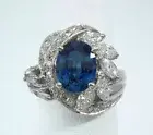 1.99ct Blue SAPPHIRE PLATINUM DIAMOND Ring - R9926