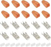 HUAREW RJ45 Connector Cat7, 8-Pin Plug Metal Shielded Network Connector with Threading Aid and Kink Protection for CAT7 Cat6A Installation Cable (Set of 10)
