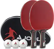 JOOLA Duo PRO Table Tennis Set 2 Table Tennis Bats + 3 Table Tennis Balls + Table Tennis Cover 6 Pieces