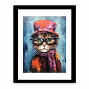 Cat Hat And Glasses Modern Art Framed print Art Poster