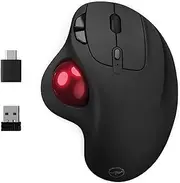 Wireless Trackball Mouse - Wireless Mouse with Thumb Wheel, Adjustable Accuracy, USB and USB-C Port, MacOS and Windows Compatible - Black