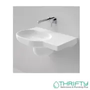 Caroma Opal 720mm Wall Basin with Right Hand Shelf, 0 Tap Hole White 632100W