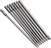 8 Pcs Long Torx Screwdriver Bit Set 1/4 Inch Hex Shank Magnetic 6 Point Star Security Tamper Proof Screwdriver Bits T8 T10 T15 T20 T25 T27 T30 T40, 150mm Length
