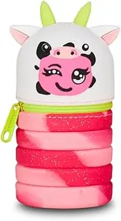 Mitama Expandable Silicone Bag, 2 in 1 Pencil Case and Table Pen Holder, School Bag, Pencil Case, with Zip, Foldable Pen Bag, Pink/White, Pink, Einheitsgröße, Modern