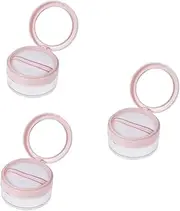 TOVINANNA 3pcs Powder Puff Case Empty Makeup Powder Container Loose Powder Containers with Puff Loose Powder Jar Powder Puff and Container Talc Sifter Sieve Cute With Cover Box Travel Pink