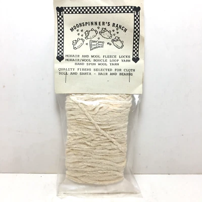 Moonspinner's Ranch Chenille Wool Yarn 20 yds white craft doll hair Vintage NOS