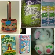 LOT of Cuddle BUNNY RABBIT Plush Stuffed Animal Toy & rabbit Cards Basket