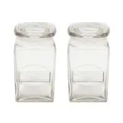 2x Maxwell & Williams Olde English 1L Glass Storage Jar Container w/ Lid Clear
