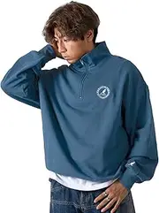 [Kangol] kpmc-10354 Sweatshirt, Sweatshirt, Fleece Lining, Brand, Embroidered Logo, Half-Zip, High Neck, Men's, Women's,