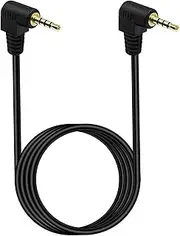 tunghey 4 Pole 3.5mm 90 Degree Right Angle Audio Cable Male to 3.5mm Male Aux Cord TRRS Stereo Audio Cable Headset Extension Cable Support Mic (1M)
